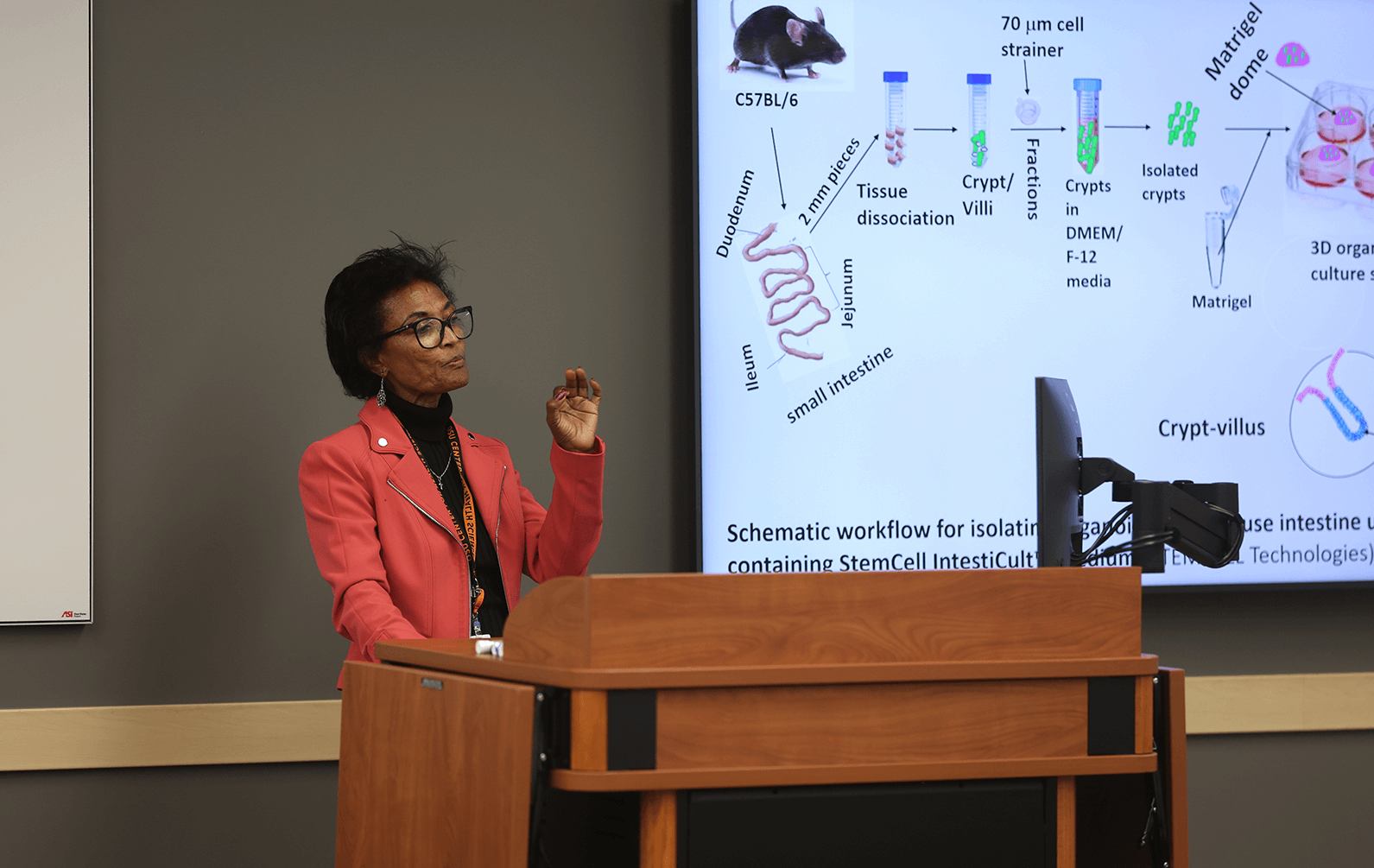research-week-24-presentation.png Scientist Senait Assefa giving a presentation during Research Week.
